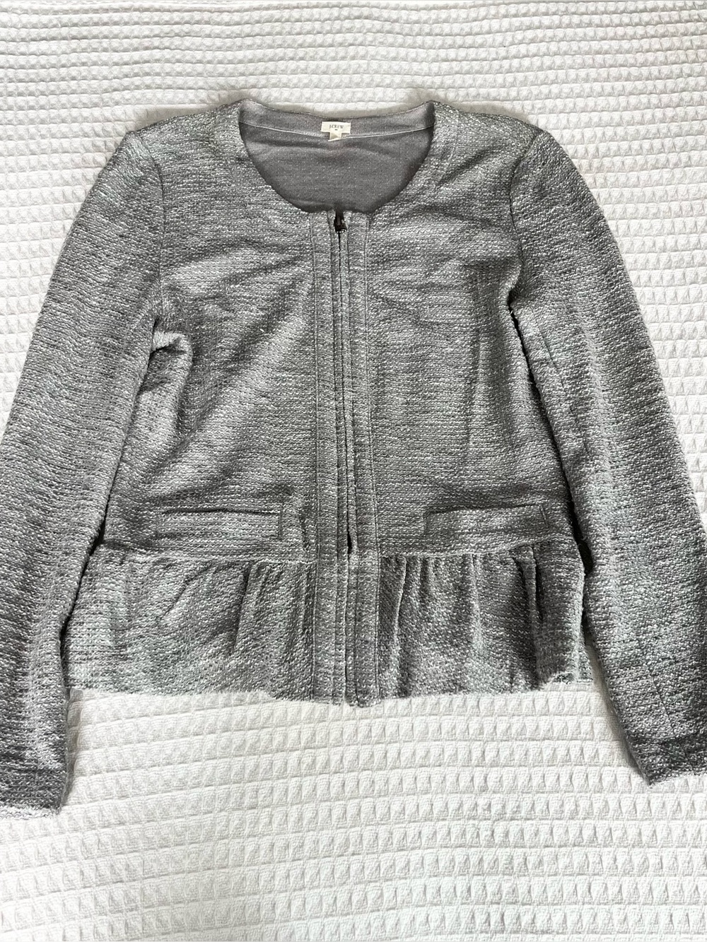 J. Crew factory grey tweed boucle peplum jacket medium